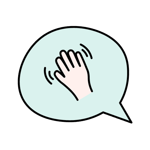 illustration of a hand waving in a speech bubble