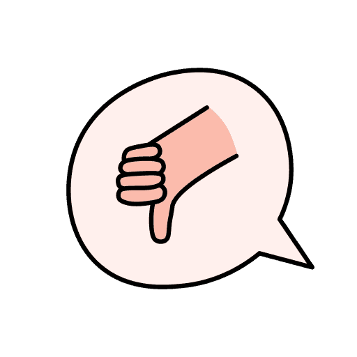 illustration of a thumbs down inside a chat bubble